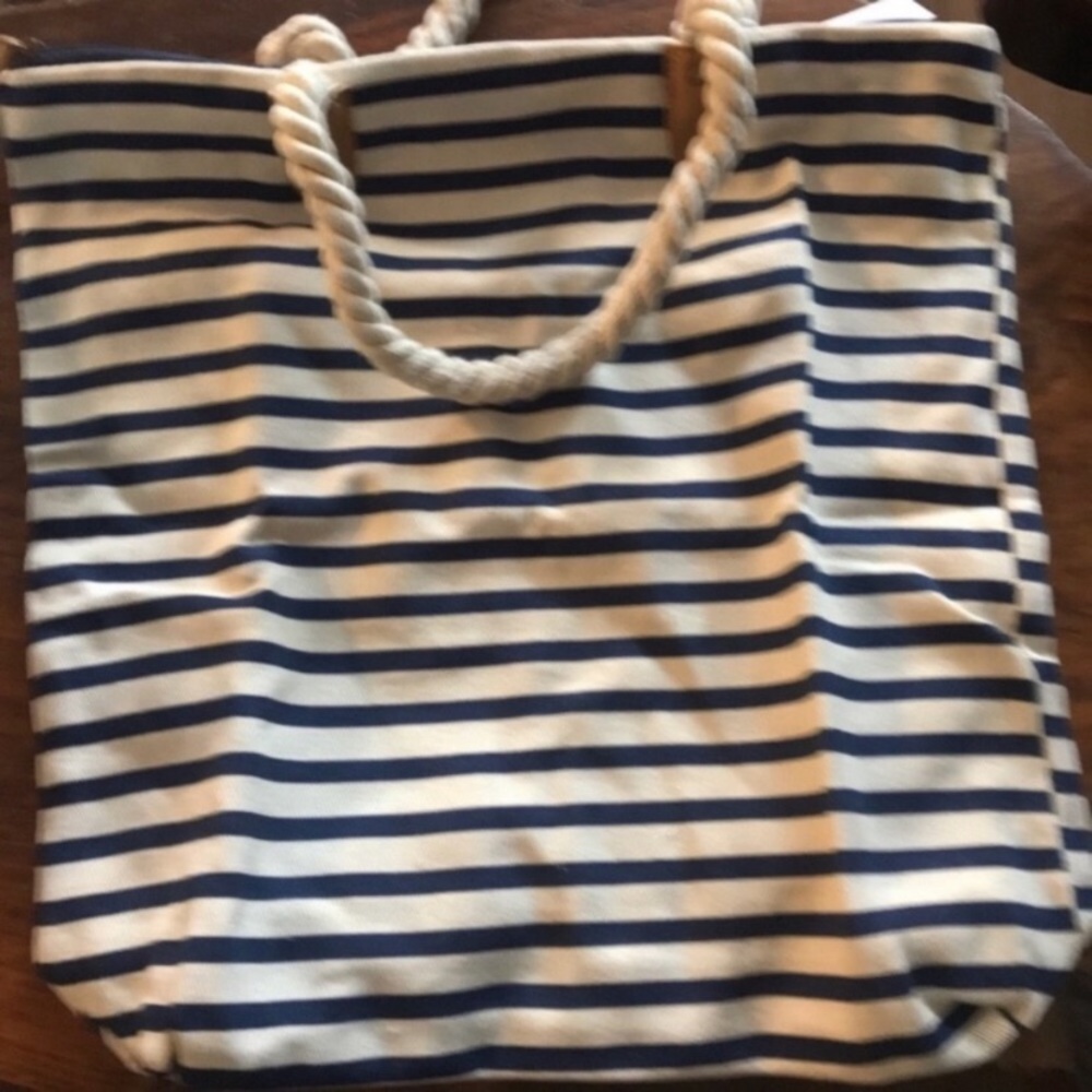 Cream and Blue Tote by Summer & Rose